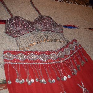 Authentic Beaded Belly Dancing Bra and Skirt